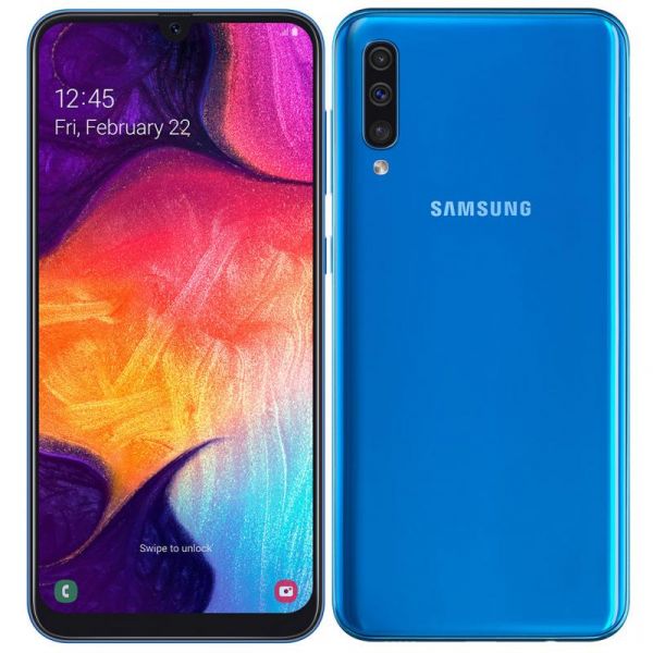 Samsung Galaxy A50 bleu 128 GO, Débloqué, Occasion bon état, En boîte, IMEI : 35728110033867 Ref : 1304212