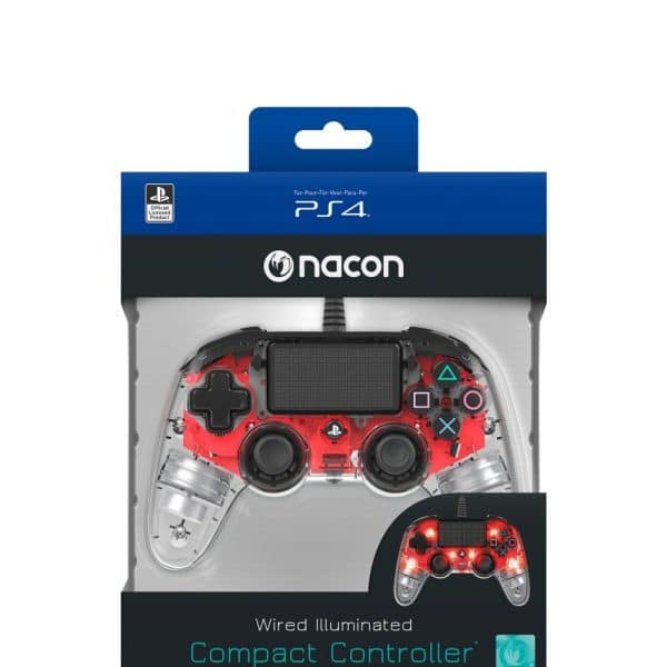 Manette Filaire Nacon lumineuse rouge PS4