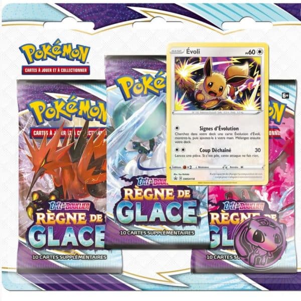 Pokémon EB06 : Pack 3 boosters règne de glace (evoli ou ronflex)