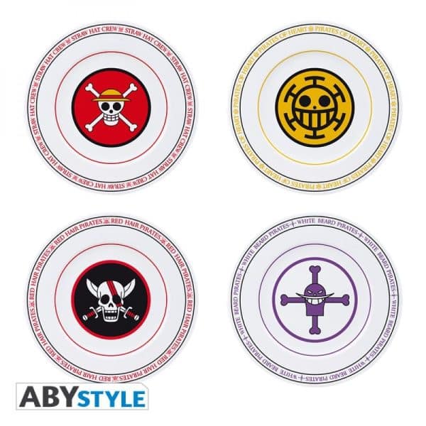 ONE PIECE - Set de 4 Assiettes - Emblèmes