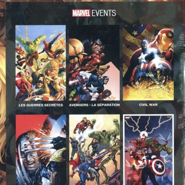 Marvel Events Avengers - Coffret en 5 volumes : Les guerres secrètes ; Avengers - La séparation ; Civil War ; Avengers Vs X-Men ; Age of Ultron - Avec une lithographie exclusive signée Paul Renaud - Album Jim Shooter, tres bon etat, ref 2007212