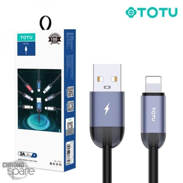 Câble TOTU USB vers lightning violet 1.2 M,  3 Ampères (fast charge), (BL-010)