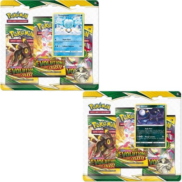 Pokémon - Pokemon - Blister de - 3 boosters - Evolution Celeste tri-packs - Noctali / Bekaglaçon (aleatoire)