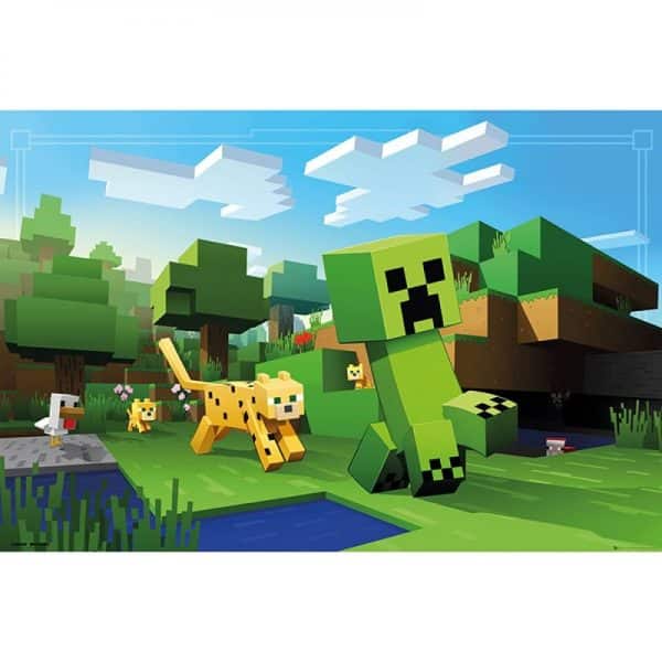 MINECRAFT - La chasse de l'ocelot - Poster roulé filmé (91.5x61)