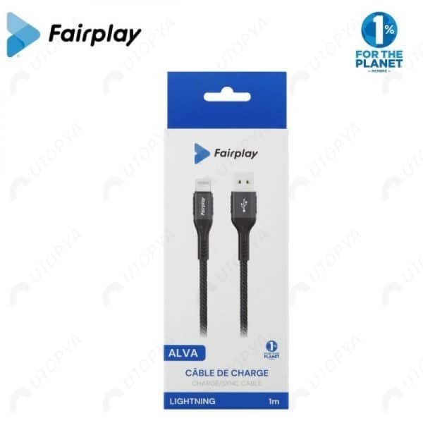 FAIRPLAY ALVA Câble tressé Lightning (1m) Noir