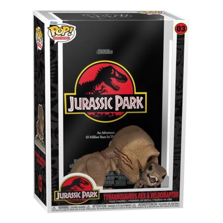 Jurassic Park POP! Movie Poster et figurine Tyrannosaurus Rex & Velociraptor 9 cm